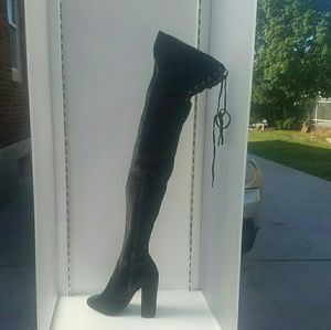 Woman's size 7 velvet thigh high boots